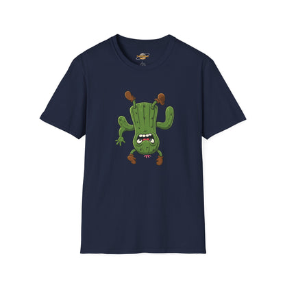 Shocked Cactus T-Shirt: Funky Upside-Down Cactus Tee | Organic Cotton Unisex Graphic Shirt