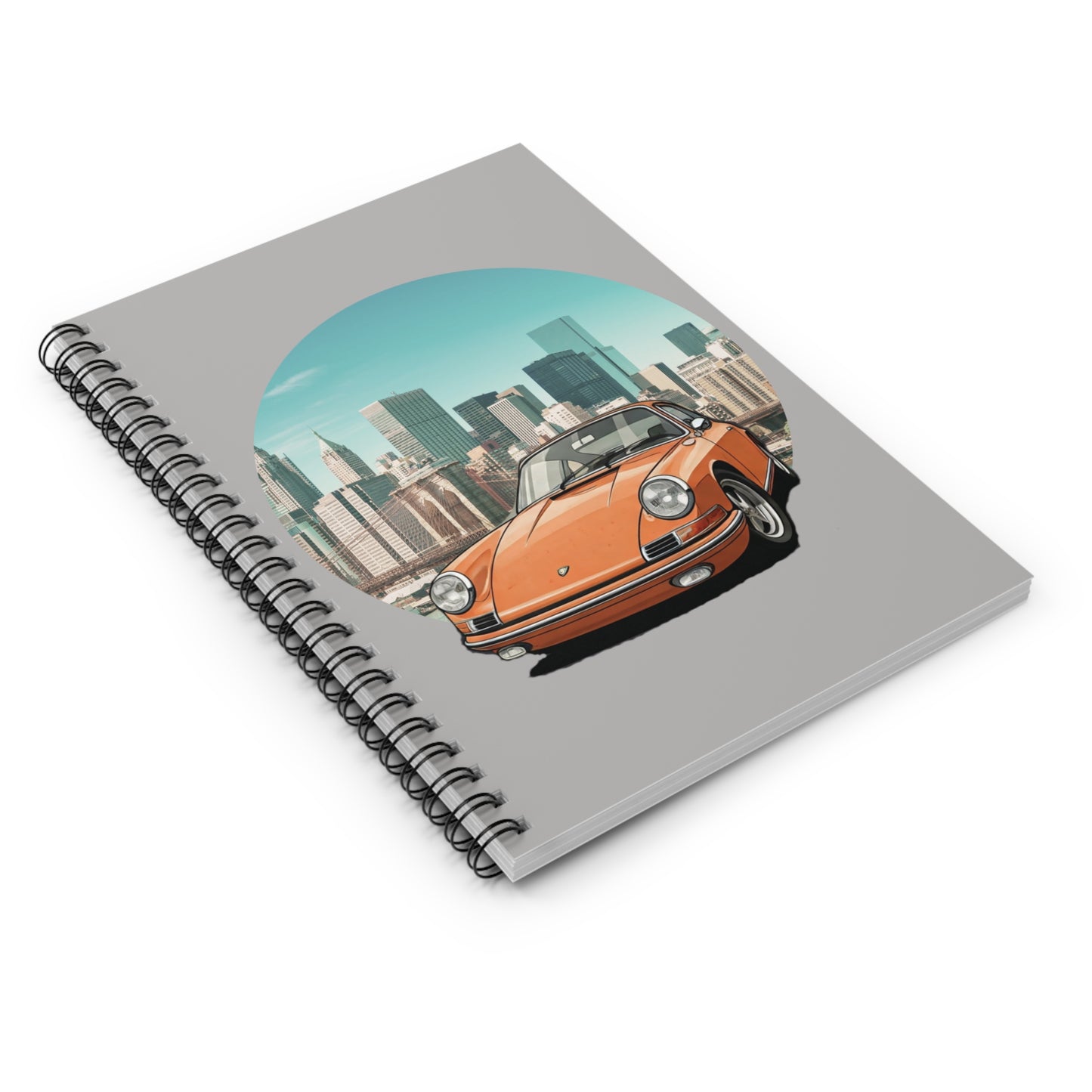 Orange Classic Porsche 911 in NYC Spiral Notebook - Vintage Car Lover Gift