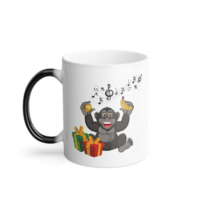 Happy Monkey Christmas Magic Mug | Singing Ape Heat-Reactive Coffee Cup