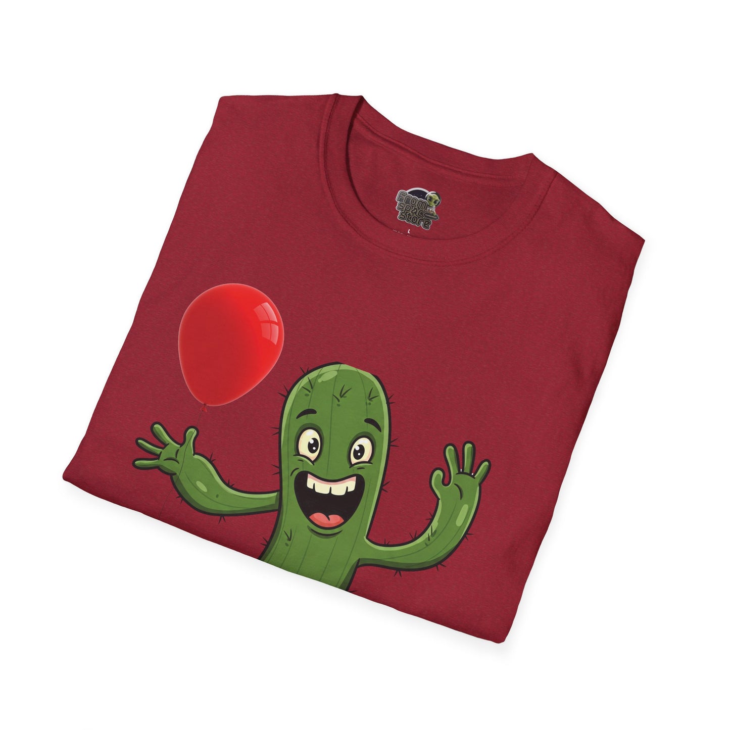 Cactus Mania T-Shirt: Cheerful Cactus with Balloon | Organic Cotton Unisex Tee