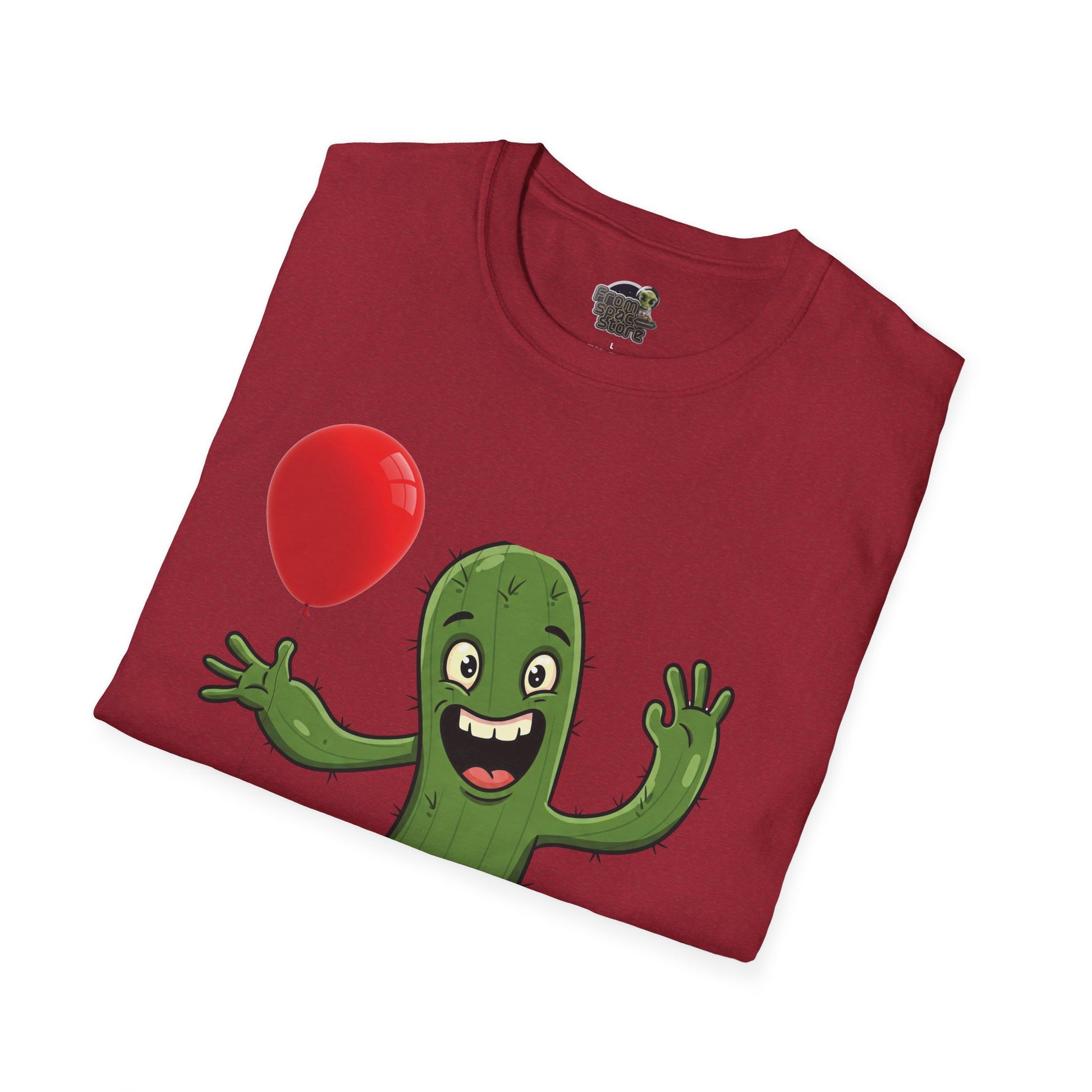 Cactus Mania T-Shirt: Cheerful Cactus with Balloon | Organic Cotton Unisex Tee
