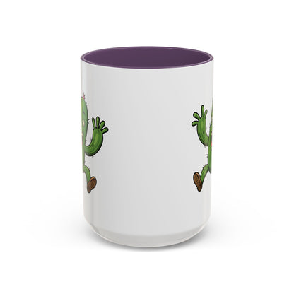 Cactus Mania Happy Jumping Cactus Mug - Cheerful Ceramic Coffee Cup 15oz Purple