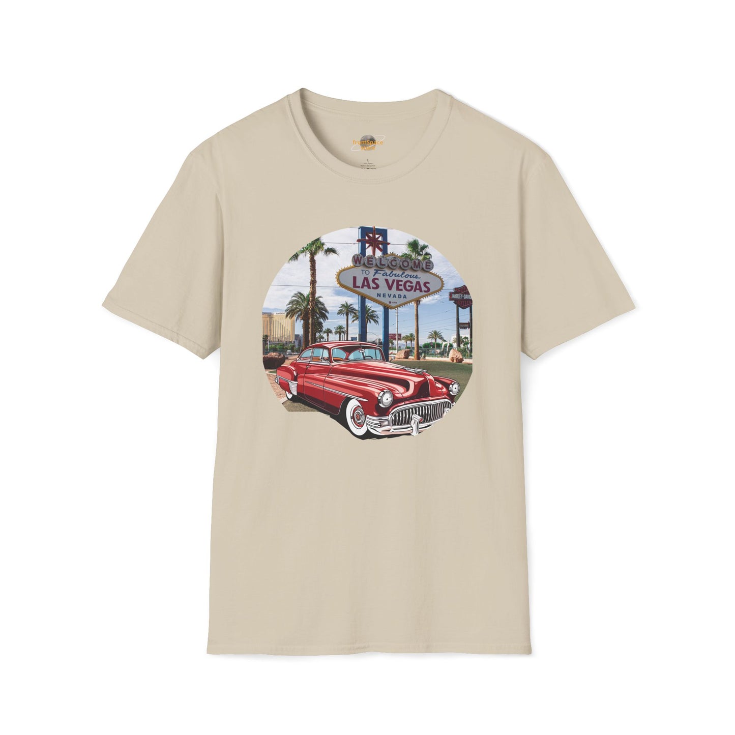 Vegas Cruiser T-Shirt: Retro Las Vegas Sign & Classic Red Car | Vintage Road Trip Tee