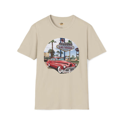 Vegas Cruiser T-Shirt: Retro Las Vegas Sign & Classic Red Car | Vintage Road Trip Tee