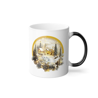 Magic Gold Christmas Village Color Changing Mug | Heat Reveal Holiday Coffee Cup