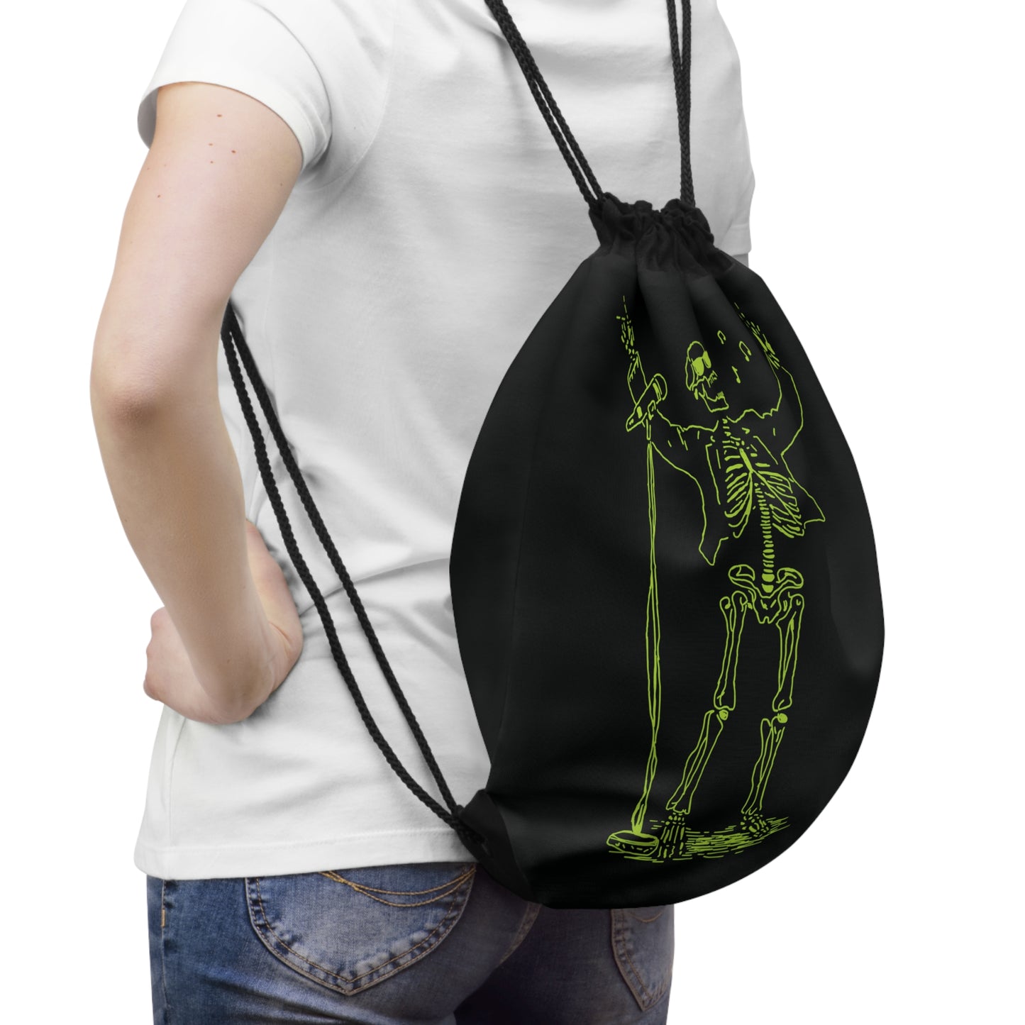 Fluo Skeleton Singer Drawstring Bag - Rebellious Elegance