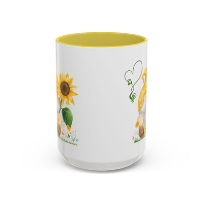 Mystical Gnome & Sunny Sunflower Mug - Your Garden's Secret Charm | Ceramic Coffee & Tea Cup (11oz/15oz) 15oz Yellow