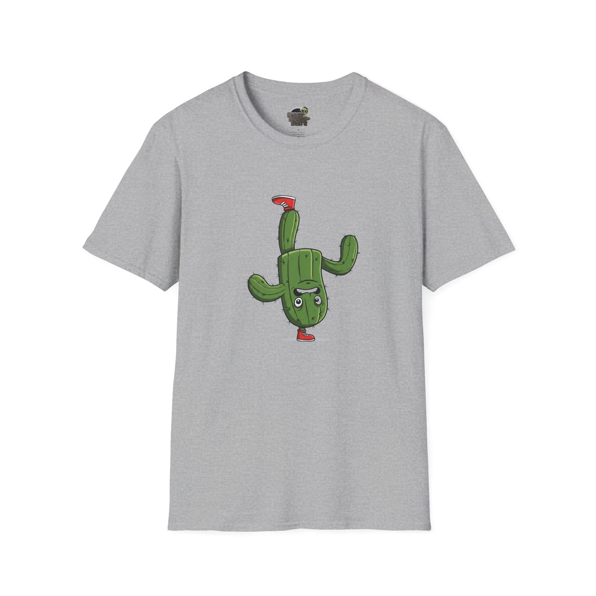 Upside-Down Cactus T-Shirt: Fun & Quirky Organic Cotton Tee | Cactus Mania Collection Sport Grey
