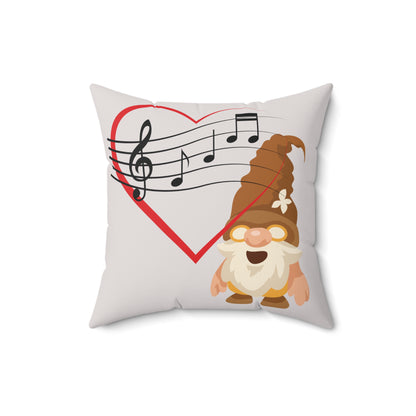 Crimson Love – Red Heart & Treble Clef Gnome Pillow