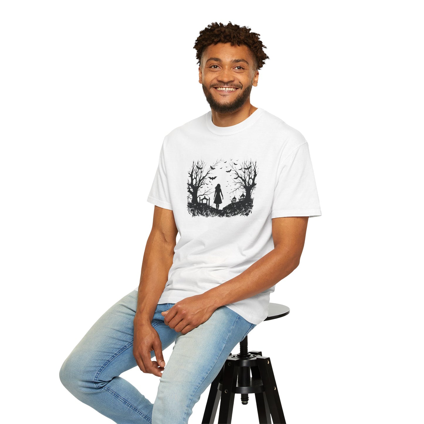 Halloween in Forest Unisex T-Shirt | Spooky Web Tee