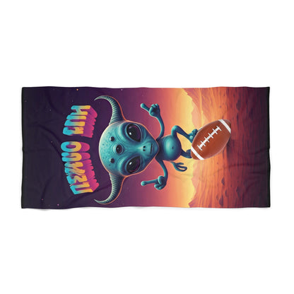 Score Big! Tackle Fun with Our Awesome Alien Football Player Beach Towel! 30" × 60"