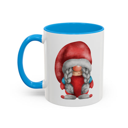 Cheerful Red Gnome with Braids Mug - Sip Your Sweet Melody | Ceramic Coffee & Tea Cup (11oz/15oz)