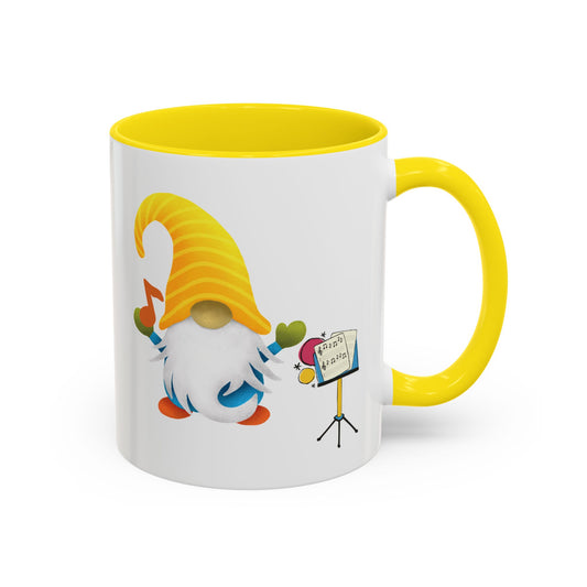 Whimsical Gnome Music Stand Mug - Perfect Gift for Music Lovers 11oz Yellow