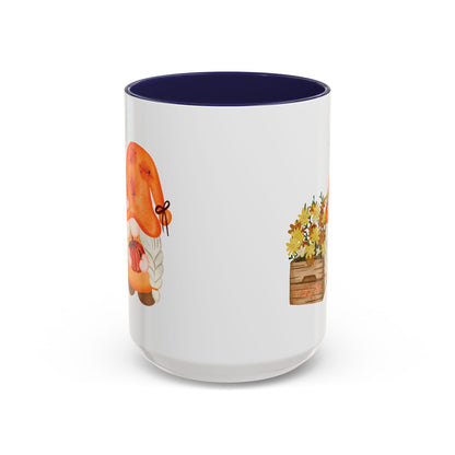 Mysterious Autumn Gnome Mug: Your Cozy Sip of Enchantment 15oz Navy