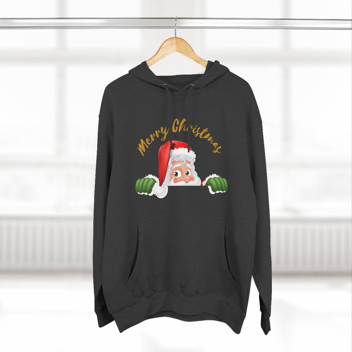 Three-Panel Fleece Hoodie - santa claus merry christmas