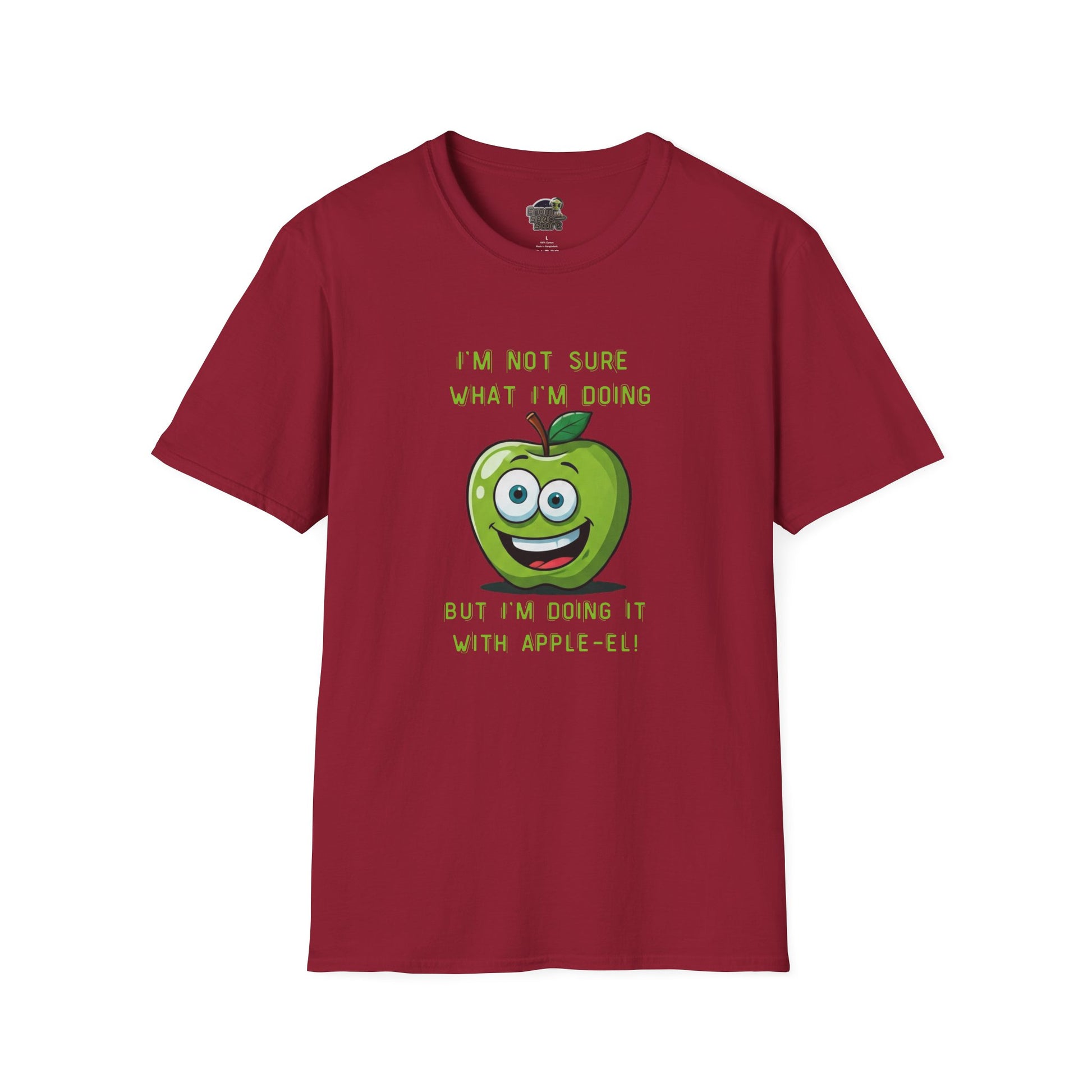 Apple-El t-shirt: Funny Smiling Apple Positive Tee Cardinal Red