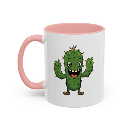 Cactus Mania Joyful Cactus Mug - Happy Ceramic Coffee Cup for Plant Lovers 11oz Pink