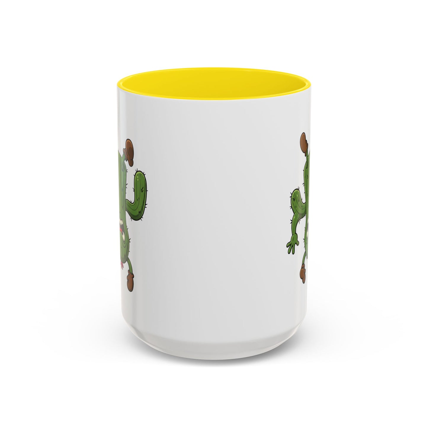 Cactus Mania Shocked Cactus Mug - Upside Down Fun Ceramic Cup 15oz Yellow
