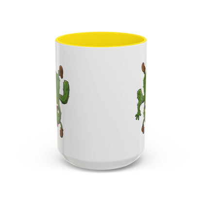 Cactus Mania Shocked Cactus Mug - Upside Down Fun Ceramic Cup 15oz Yellow