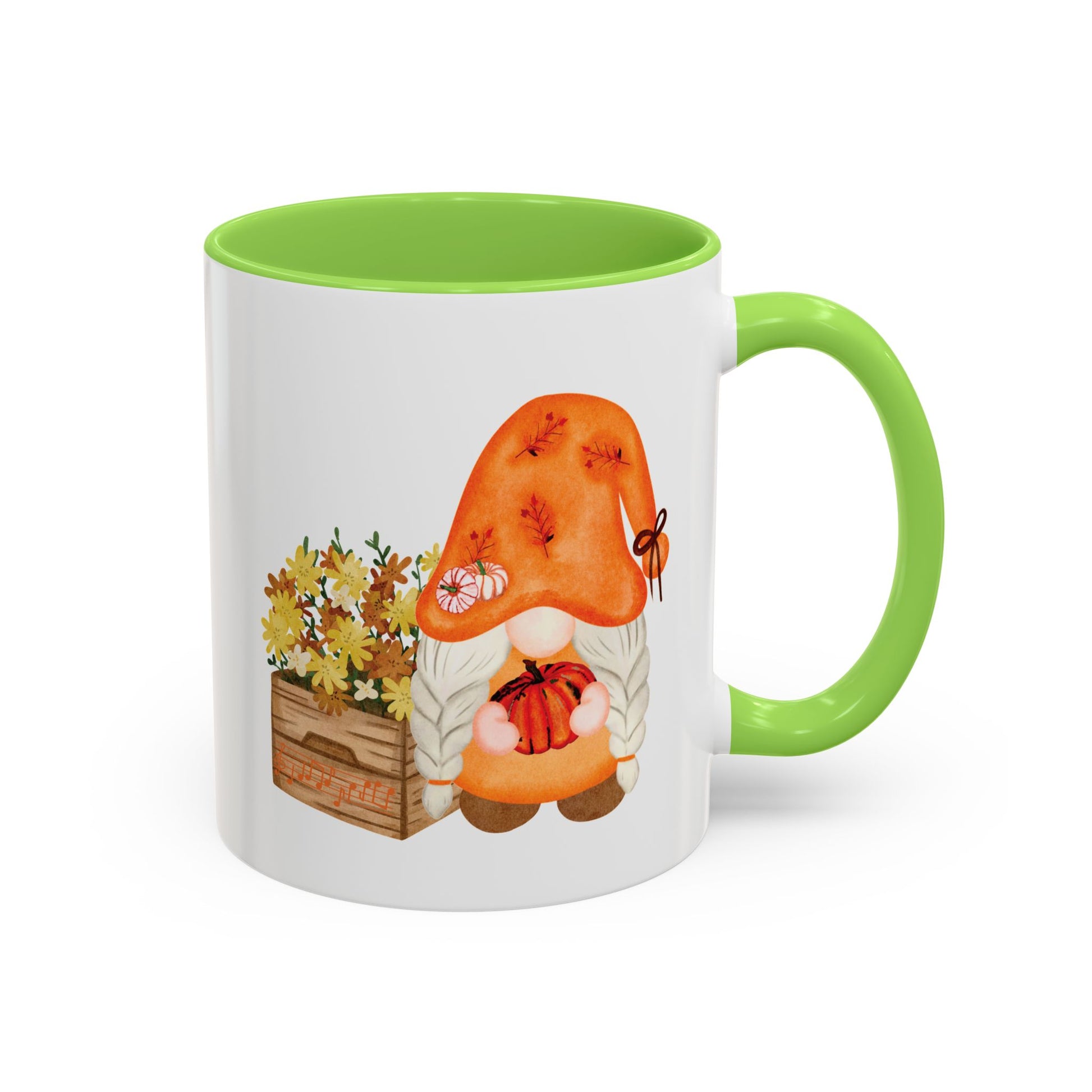 Cute Autumn Gnome Mug - Perfect Fall Gift 11oz Light Green