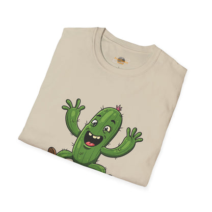 Happy Jumping Cactus T-Shirt: Dynamic & Joyful Organic Cotton Tee | Cactus Mania