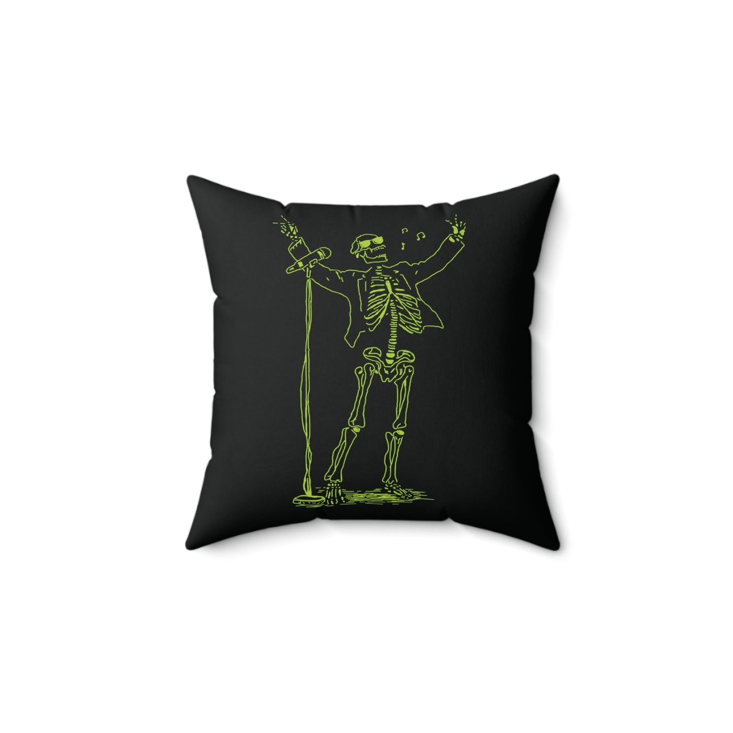 Neon Screamer: Expressive Singer Fluo Skeleton Pillow