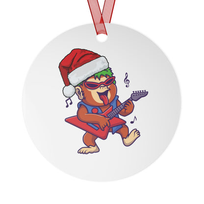 Rock Star Monkey Christmas Ornament - Double-Sided Metal Tree Decoration