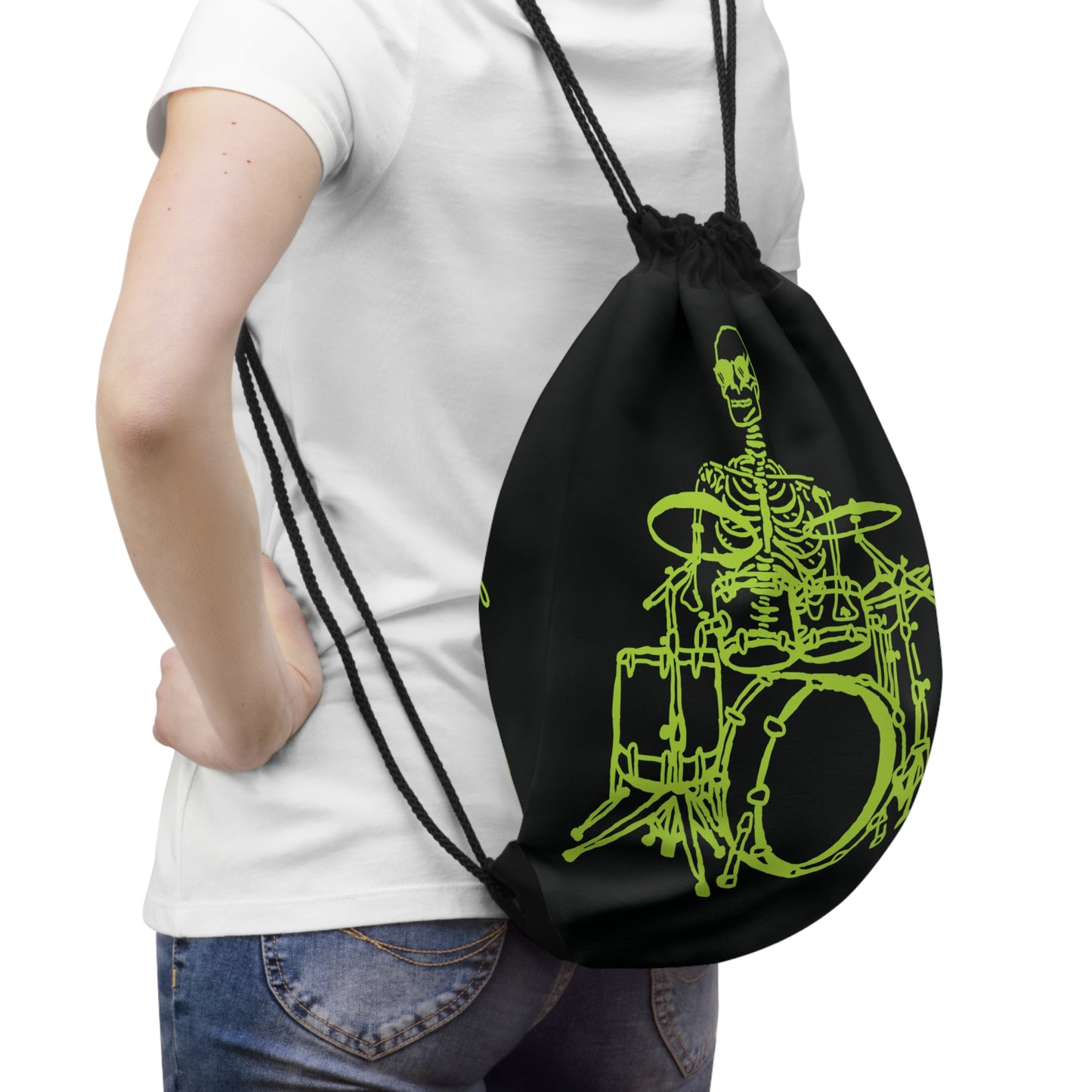 Fluo Skeleton Drummer Drawstring Bag - A Unique Accessory