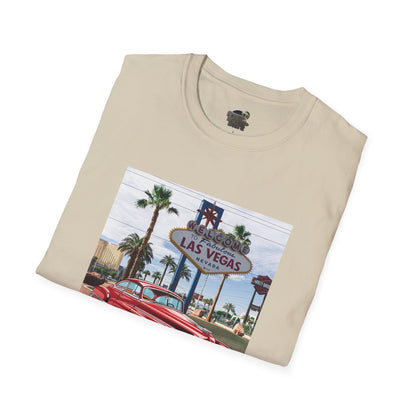 Vegas Cruiser T-Shirt: Retro Las Vegas Sign & Classic Red Car | Vintage Road Trip Tee