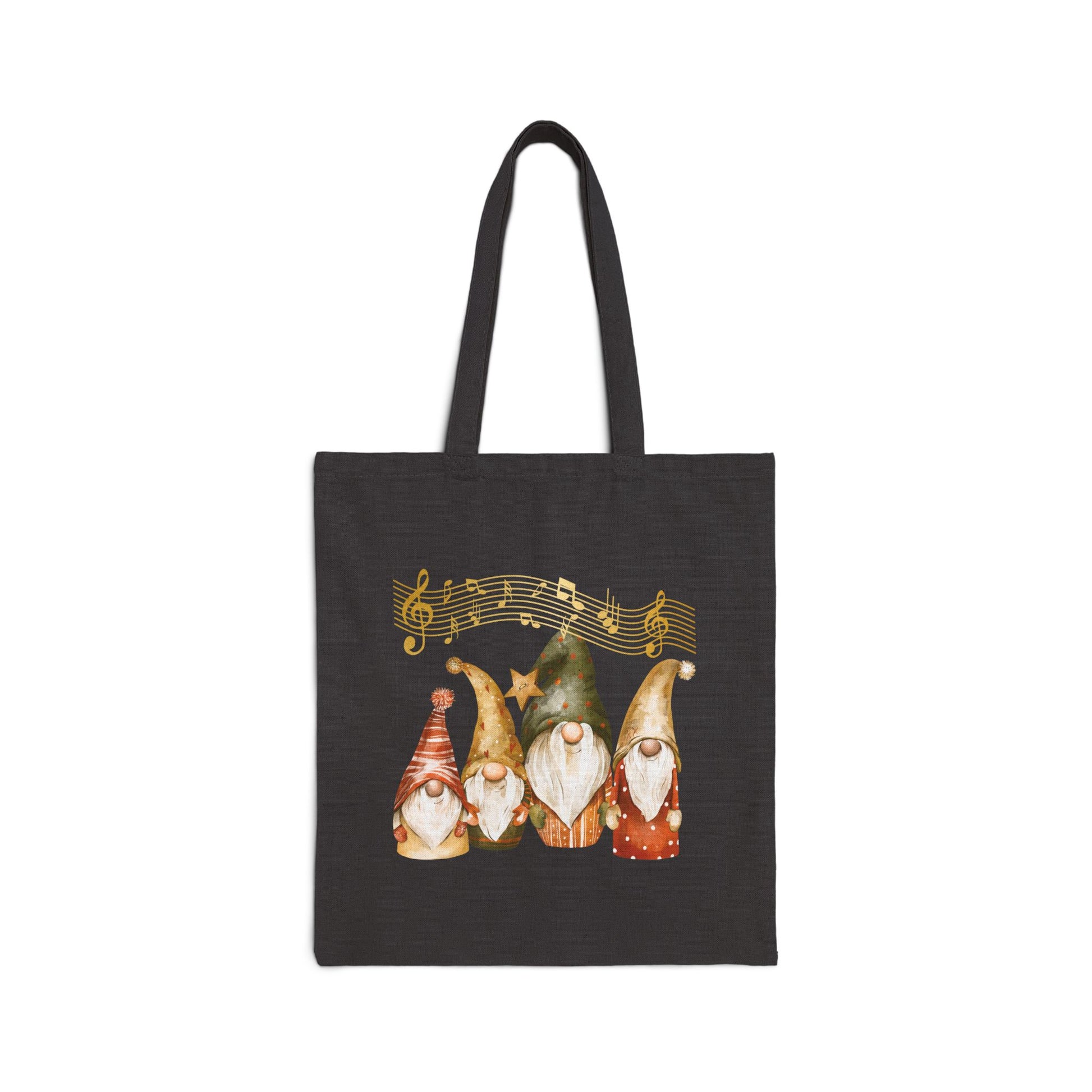 Enchanted Four Gnomes Tote Bag: Carry Your Holiday Cheer & Melodies (Natural & Black Canvas)