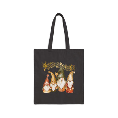 Enchanted Four Gnomes Tote Bag: Carry Your Holiday Cheer & Melodies (Natural & Black Canvas)