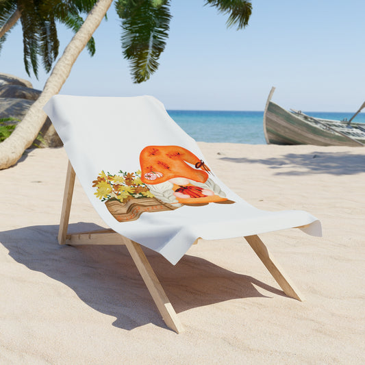 Autumn Charm Meets Summer Fun: Gnome Flower Pot Beach Towel! 30" × 60"