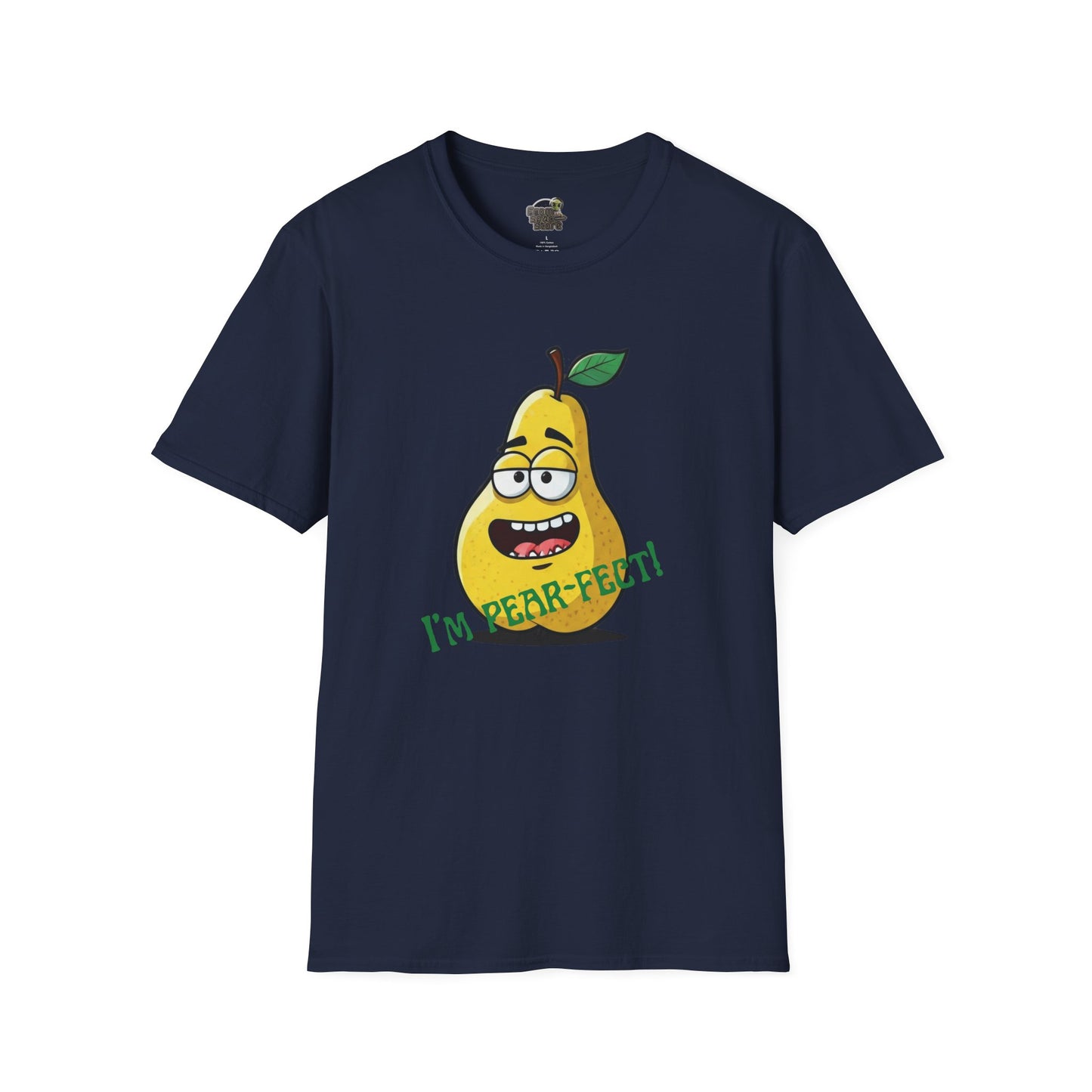 Pear T-Shirt: Funny "I'm Pear-fect" Graphic Tee | Organic Cotton & Unique Design Navy