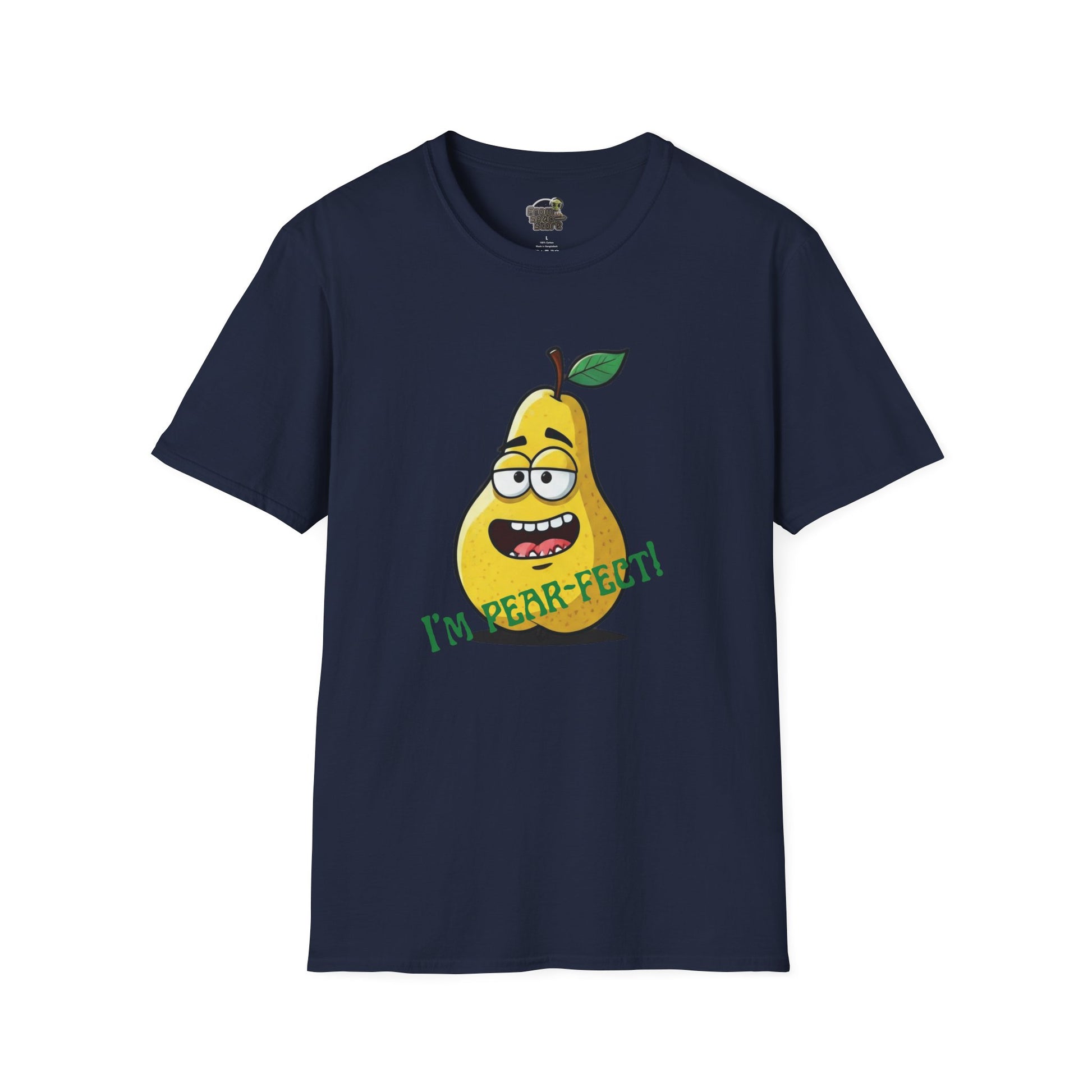 Pear T-Shirt: Funny "I'm Pear-fect" Graphic Tee | Organic Cotton & Unique Design Navy