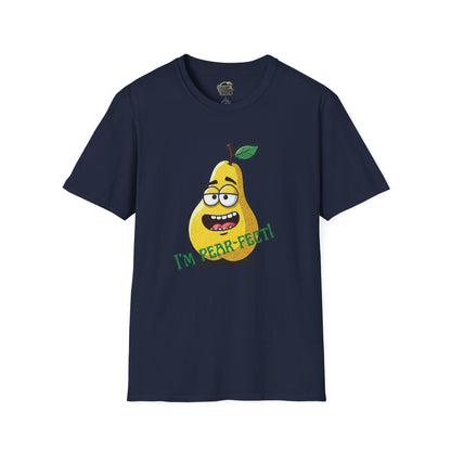 Pear T-Shirt: Funny "I'm Pear-fect" Graphic Tee | Organic Cotton & Unique Design Navy