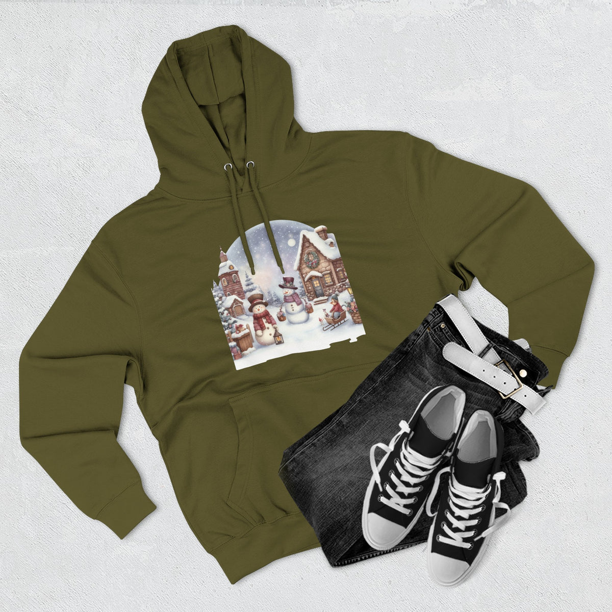 Three-Panel Fleece Hoodie - snowman design