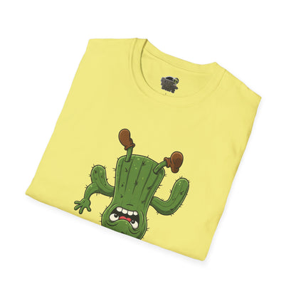 Shocked Cactus T-Shirt: Funky Upside-Down Cactus Tee | Organic Cotton Unisex Graphic Shirt