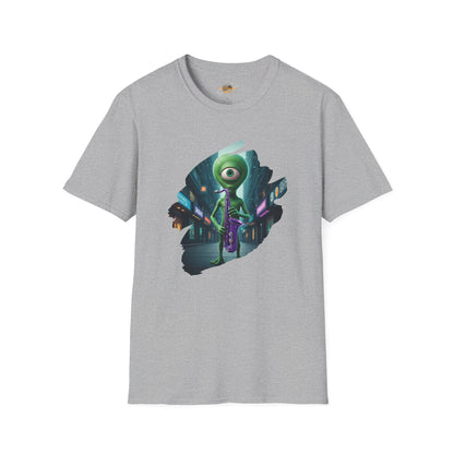 Alien Saxophone Player Unisex T-Shirt: Sci-Fi Vibes