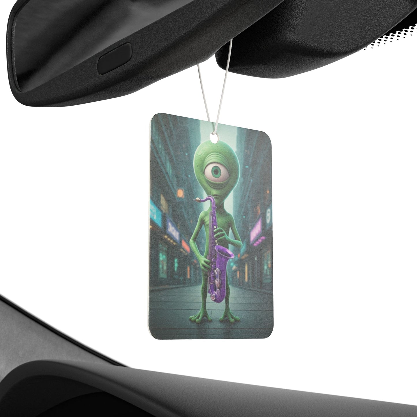 Alien Sax Player Car Freshener - Jazz Vibe & Night City Scent