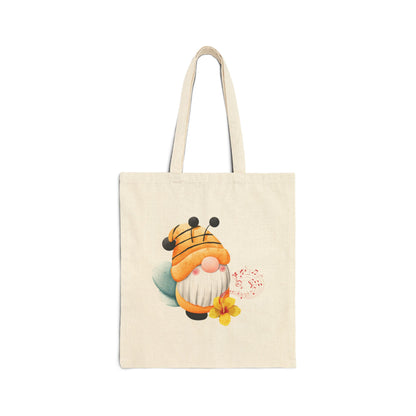 Mystical Bee Gnome Tote Bag: Carry Your Melodies & Magic (Natural & Black Canvas) Natural 15" x 16"