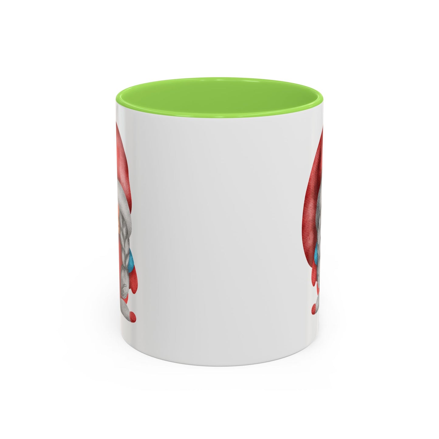 Cheerful Red Gnome with Braids Mug - Sip Your Sweet Melody | Ceramic Coffee & Tea Cup (11oz/15oz) 11oz Light Green