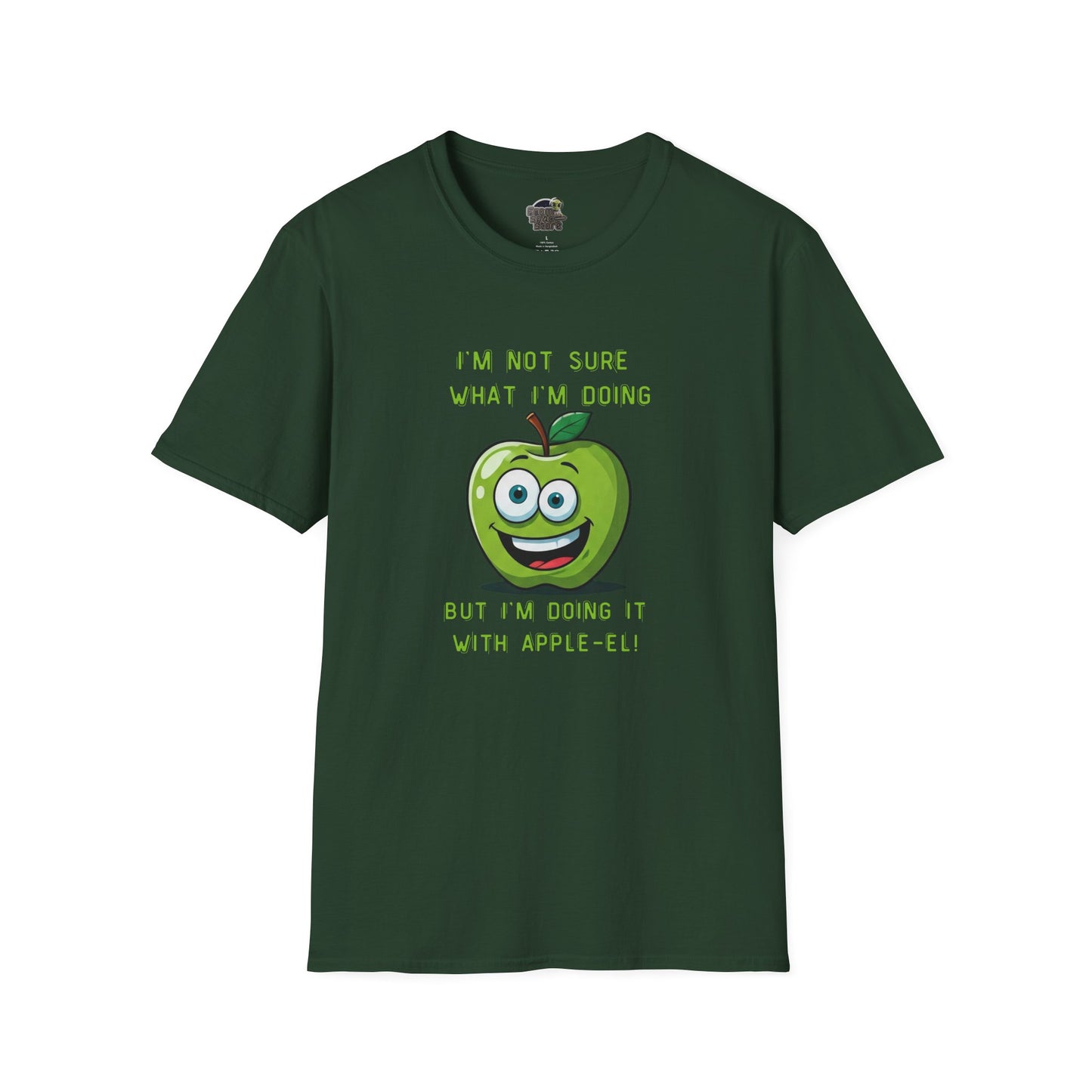 Apple-El t-shirt: Funny Smiling Apple Positive Tee Forest Green