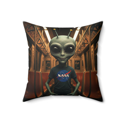 The Galactic Commuter: NYC Subway Alien Pillow