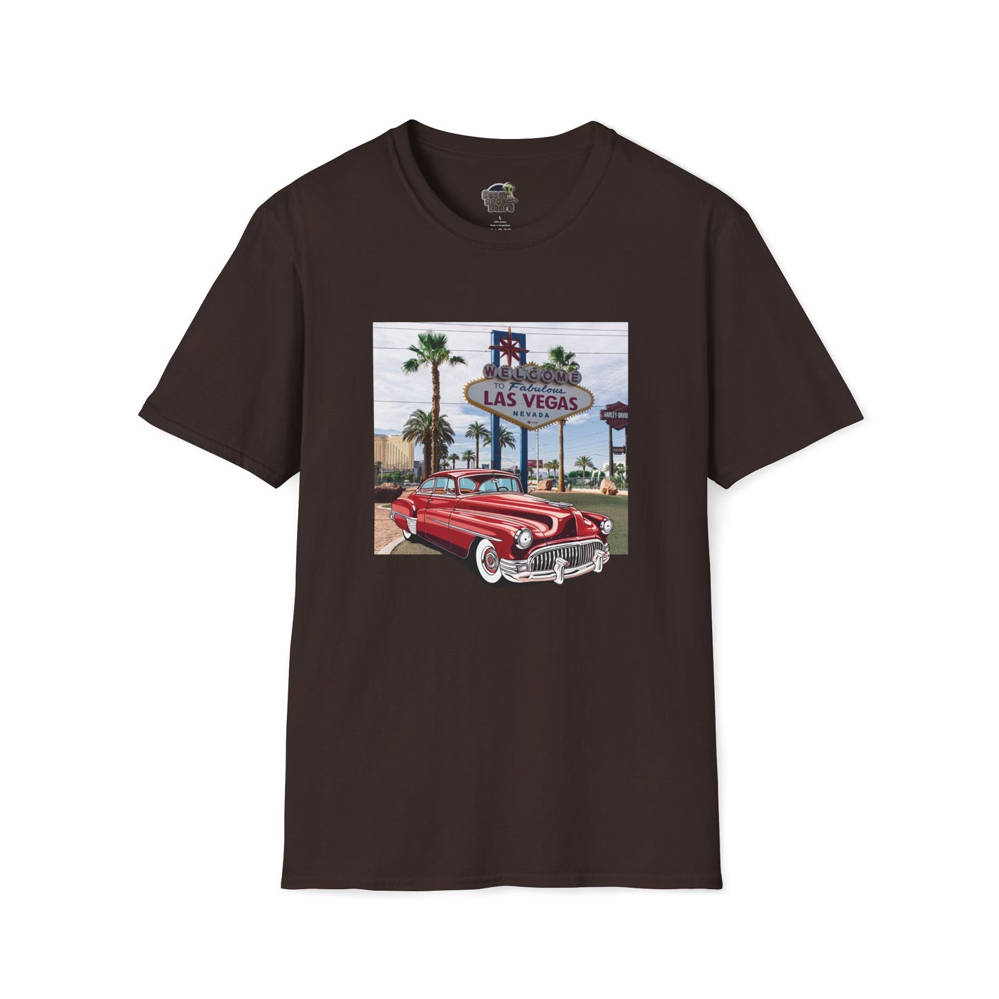 Vegas Cruiser T-Shirt: Retro Las Vegas Sign & Classic Red Car | Vintage Road Trip Tee