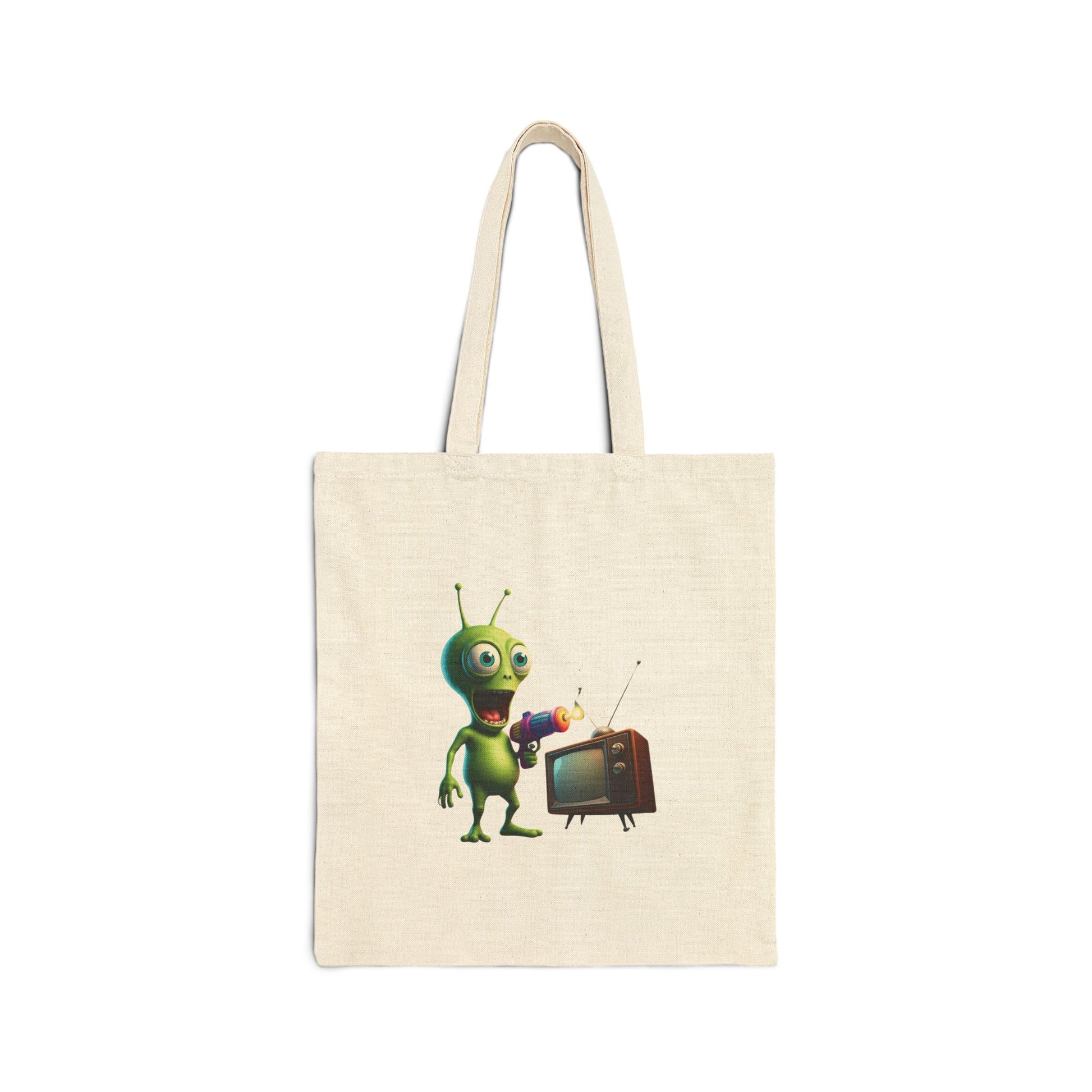 Beam Me Up! Alien Graphic Tote Bag - Eco-Friendly & Unique