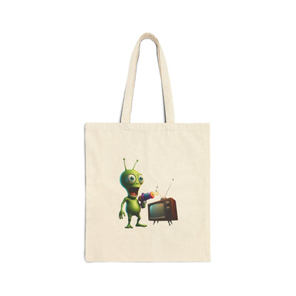 Beam Me Up! Alien Graphic Tote Bag - Eco-Friendly & Unique