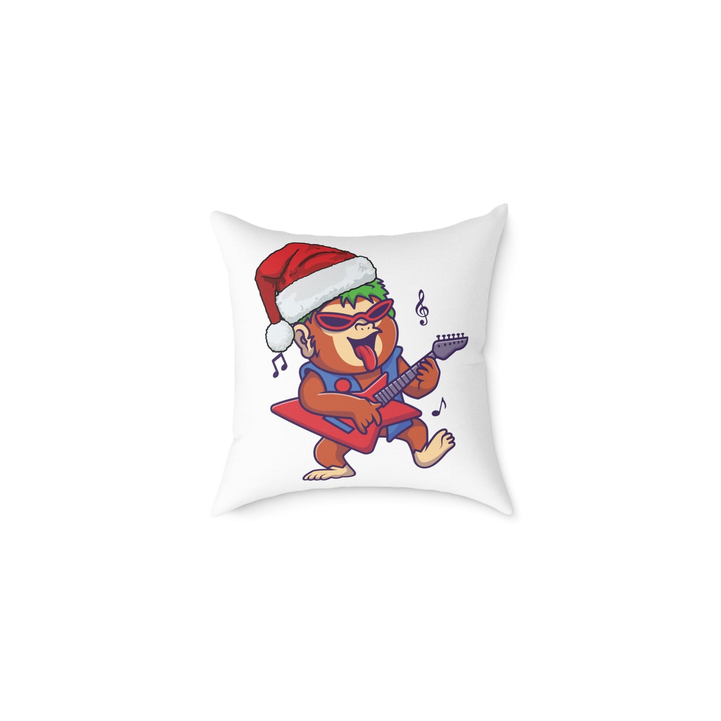 Christmas Cheer Monkey Pillow | Happy Chimp with Banana & Jingle Bells