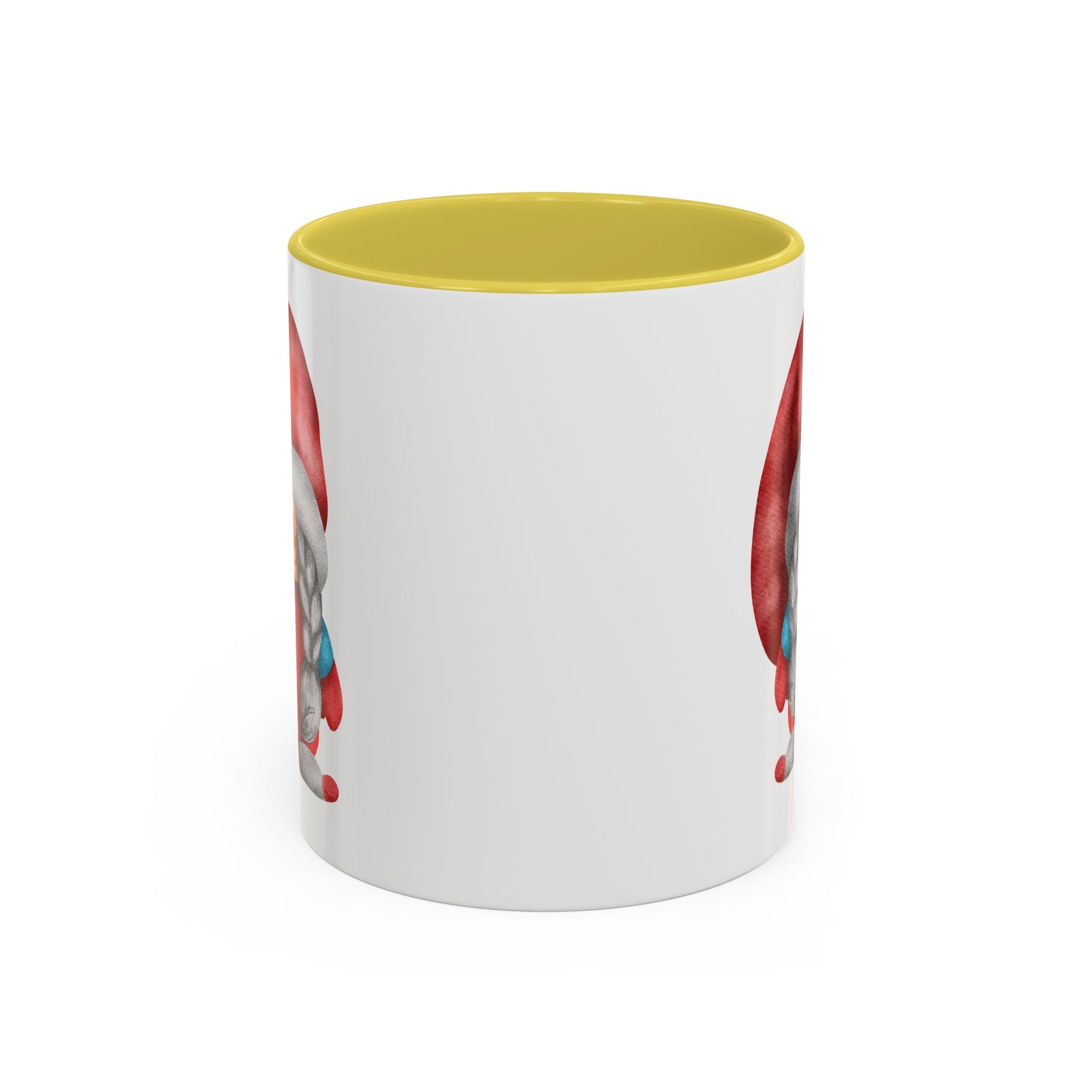 Cheerful Red Gnome with Braids Mug - Sip Your Sweet Melody | Ceramic Coffee & Tea Cup (11oz/15oz) 11oz Yellow