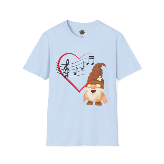 Heart of Music Gnome Unisex T-Shirt: Melodies & Magic Light Blue