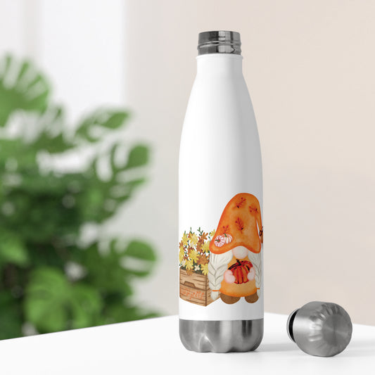 Autumn Charm: Gnome with Flower Pot Insulated Water Bottle! 20oz